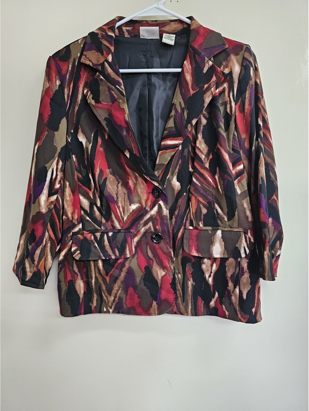 Kim Rogers Blazer Medium Multicolor Abstract Print Lined Jacket Business Casual
